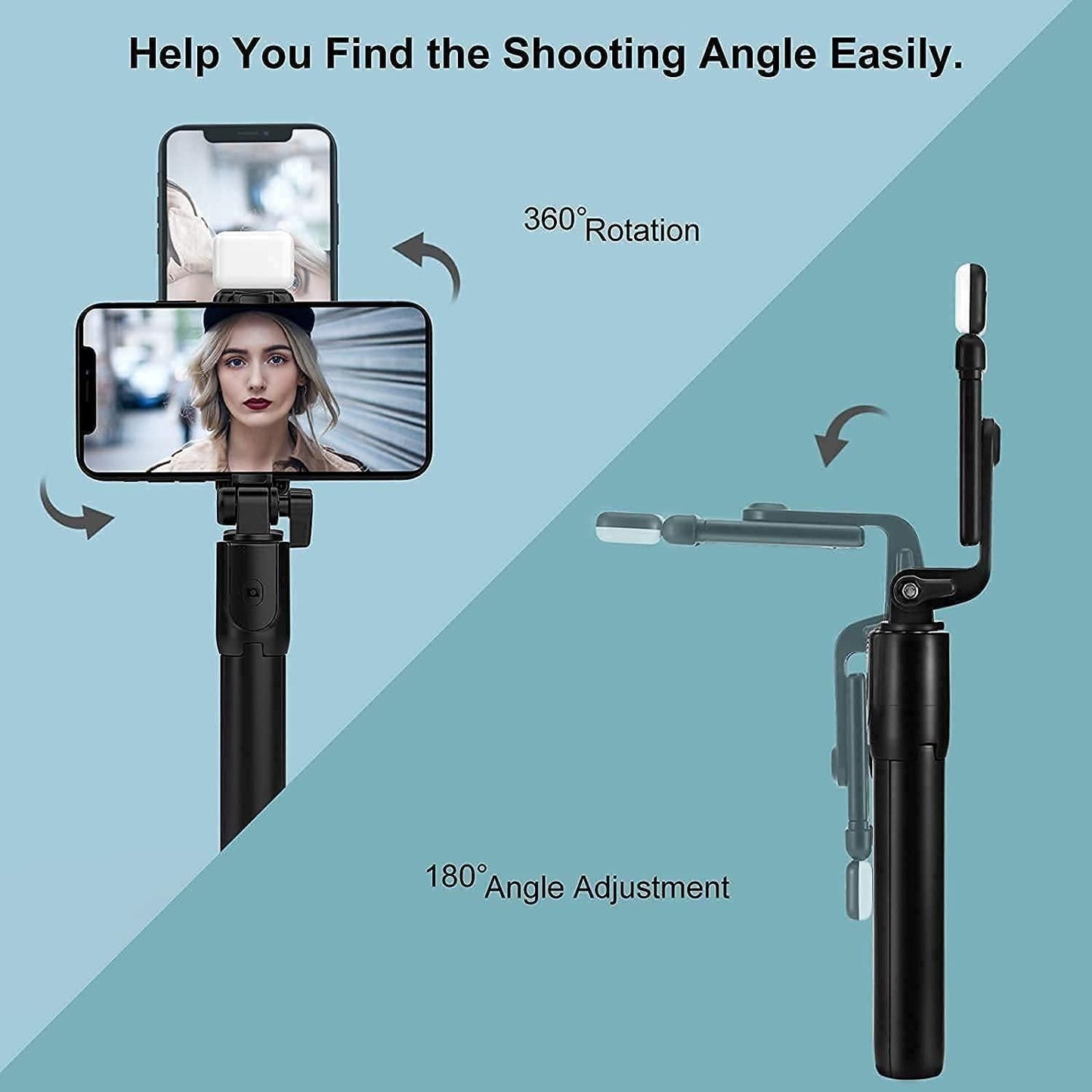 Extendable Flash 3-in-1 Selfie Stick Tripod with Bluetooth Remote (Premium)