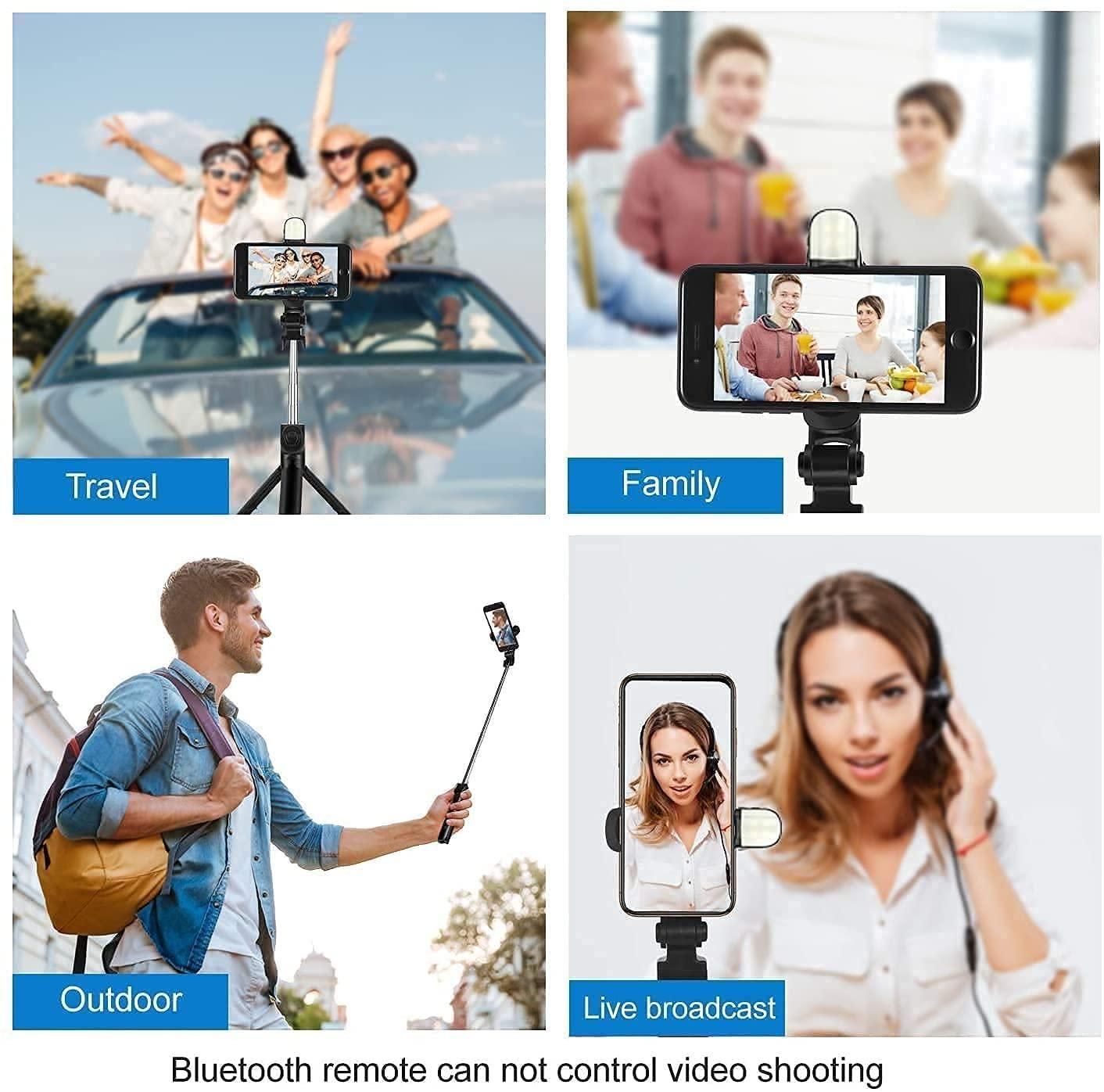 Extendable Flash 3-in-1 Selfie Stick Tripod with Bluetooth Remote (Premium)
