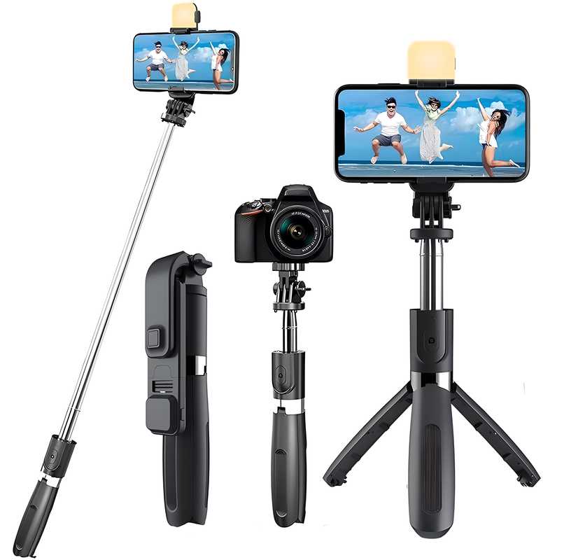 Extendable Flash 3-in-1 Selfie Stick Tripod with Bluetooth Remote (Premium)