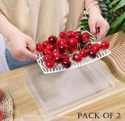 Fridge Storage Containers Box with Drain Plate