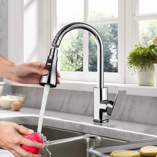 3 in 1 Kitchen Sink Faucet | Rotate, Rinse & Save Water | Easy Fit for Any Sink
