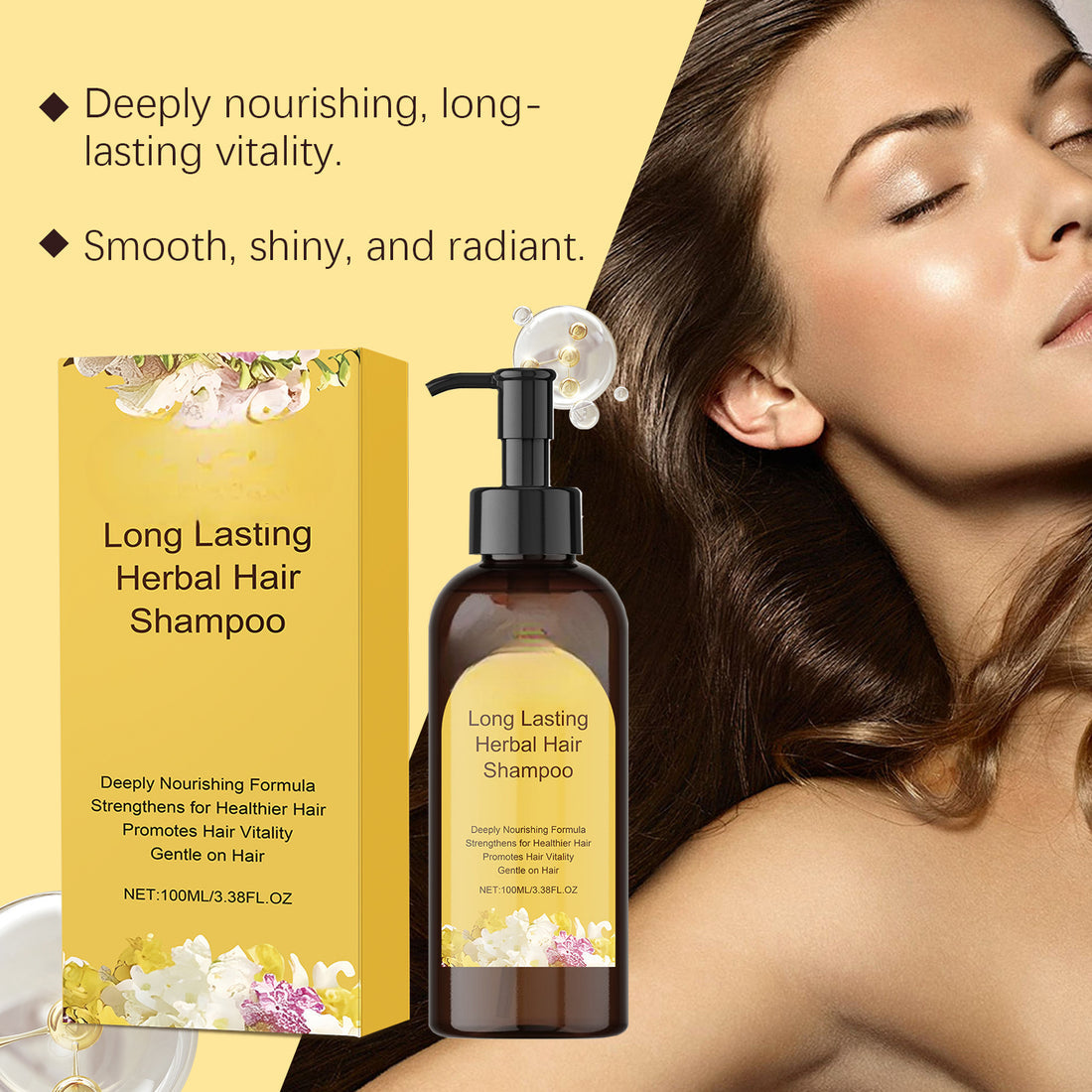 Long Lasting Natural Hair Dye Shampoo - Color + Care in One Wash (Pack of 2)