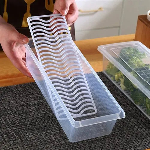 Fridge Storage Containers Box with Drain Plate