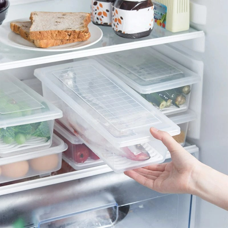 Fridge Storage Containers Box with Drain Plate