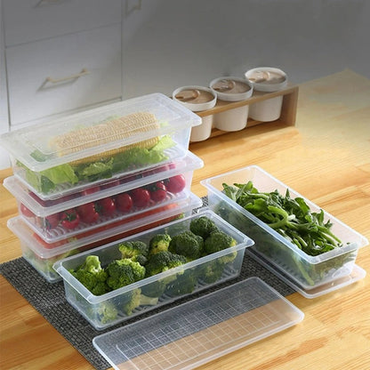 Fridge Storage Containers Box with Drain Plate